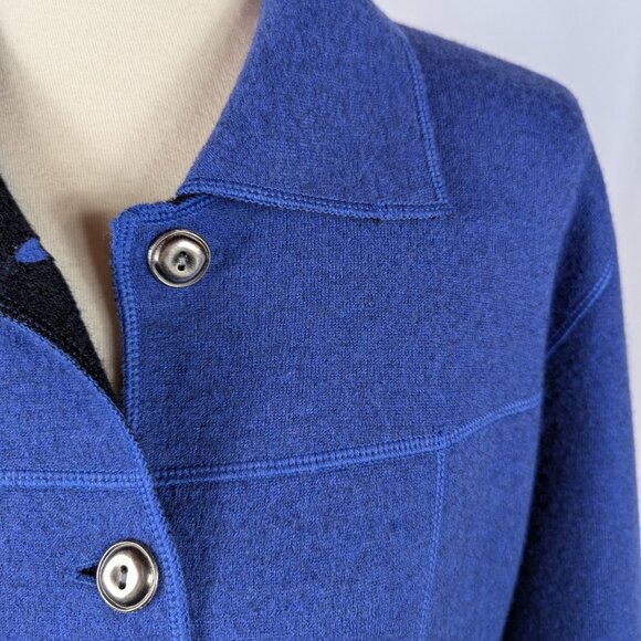Icelandic Design Blue Wool Cardigan Jacket Shacket Button Up Womens Sz M/L - Picture 2 of 7